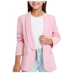 Mädchen Blazer langärmelig Mädchen Lange Ärmel Schuluniform Kinder Cardigan Anzugjacke vorne offen Innentasche für Kinder von Generisch