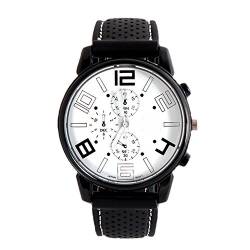 Männer Uhr Stahl-Edelstahl-Sport-Handgelenk-kühle Art- Weisequarz-analoge Uhr-Stunden-Mann-Herrenuhr Herren Armbanduhr Kleines Ziffernblatt (White, One Size) von Generisch