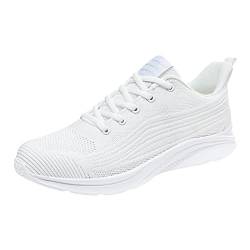 Mary Jane Schuhe On Damen Mesh Ballerina Damen Männer Sportschuhe Mode Neues Muster Einfache Feste Mesh Atmungsaktive Bequeme Schnürschuhe Fitnessschuhe Damen Freizeitschuhe Ultraleicht (White, 43) von Generisch