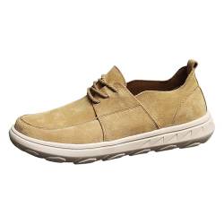 Mode Männer Mesh Atmungsaktiv Flache Leichte Bequeme Casual Fußball Schuhe Herren Rasen (Khaki, 43) von Generisch