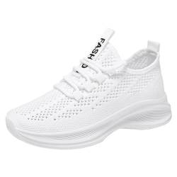 Mokassin Damen Espadrilles Damen Tanzsneaker Damen Atmungsaktive Flywoven-Laufschuhe aus Mesh für Damen mit weicher Sohle und orthopädischer Sohle Turnschuhe Damen Pumps Damen BarfußSchuhe (White, 36) von Generisch