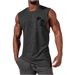 Muskelshirts Herren Achselshirts Gym Trägershirt Fitness Funktionsunterhemd Street-Style Tshirts Laufshirt Mit Palm Tree Grafik Sportshirt Unterhemden Männer Ärmellose Tshirt Baumwolle Tank Top von Generisch