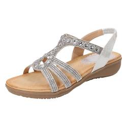 Orthopädische Sandalen Damen Weite H Breite Füße Sandalen Elegant Coole mit Fussbett Sandaletten Sandalen Bequem Boho Glitzer Flache Schuhe Strass Slingback Flache Lässige Offene Zehentrenner von Generisch