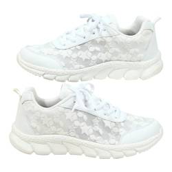 Schicke Schuhe Damen Barfusschuhe Barfuß Schuhe Damenschuhe Ethnische Freizeitschuhe Sommermode Hohl Atmungsaktiv Flacher Absatz Weiche Sohle Slipper & Mokassins FüR Damen Ballerina Schuhe (White, 40) von Generisch