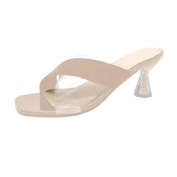 Schlappen Pantoletten Damen Mit Fussbett Weich Damen-Slipper mit offenem Zehenbereich und hohem Absatz, modische Freizeit-Hausschuhe Schlappen Pantoletten Damen Mit Fussbett Weich (White, 41) von Generisch