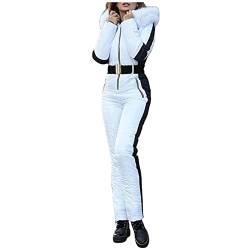 Schneeanzug Damen Skianzug Damen 2 Teilig Einteiliger Ski Overall Winter Warme Skifahren SäTze Outdoor Sport Mit ReißVerschluss SkianzüGe Wasserdicht (A-White, S) von Generisch