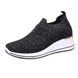 Schuhe Freizeit Casual Damen Laufschuhe Sport Atmungsaktiv Wedge Outdoor Trainer Mesh Fitness Damen Walking Schuhe Walkingschuhe Frauen Schuhe, Schwarz , 38 EU von Generisch