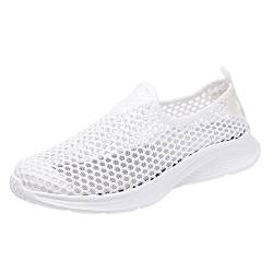 Schwarz Damen Business Schuhe Damen Schuhe Freizeit Damen Slip On Travel Weiche Sohle Hohl Bequeme Schuhe Outdoor Mesh Runing Mode Sport Atmungsaktive Bequeme Schuhe Damen Hohe Schuhe (White, 38) von Generisch