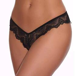 Sexy Höschen mit Offenem Schritt Pantys Höschen Spitze String Tanga Lace Lingerie Reizwäsche Unterhose Thong Atmungsaktiv Sexy Dessous Tanga G String Spitze Slip Ouvertslip Dessous (q1-Black, L) von Generisch