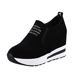 Slip-On Flock Plateau Frauen Casual Sport Wedges Schuhe Mode Dicke Damen Wasserschuhe für Frauen Zehen, Schwarz , 37.5 EU von Generisch