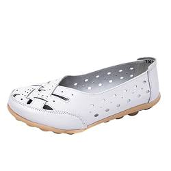 Sneaker Damen OrthopäDische Schuhe Damen Damenfarbe Schuhe Freizeit-Flachabsatz einzelne Hohle Feste Schuhe Sandaletten Mit Absatz Summer Shoes for Women (White, 40) von Generisch