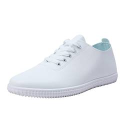 Sneakers Damen Blau 40 Leinen Sneaker Damen Weiß Frauen Freizeitschuhe Mode Vier Jahreszeiten Sportschuhe Neues Muster Einfache Feste Flache Bequeme Schuhe Damen Slipper 40 Damen (White, 38) von Generisch