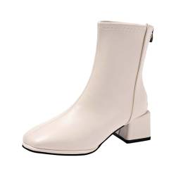 Sneakers Damen Cowboy Boots Cowboy Weste Damen Minimalistische Stiefel mit seitlichem Reißverschluss für Damen, Stiefeletten, kurze Stiefel, Stiefel 41 Stiefel Kinder GummiStiefel Stiefel (White, 42) von Generisch