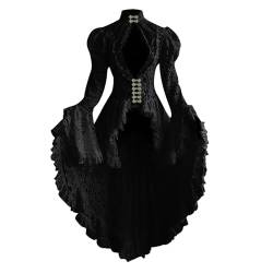 Spitzen Renaissance Kleid Damen Gothic Punk Halloween Kostüme Rockabilly Swing Kleid Vintage Mittelalter Viktorianisches Kleid Retro Lolita Kleid Party Karneval Goth Verkleidung Ballkleid von Generisch