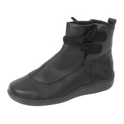 Stiefeletten Damen Mode Flach Leder Round Toe Stiefel Damen mit Absatz und Reisverschluß Elegant Kurze Ankle Boots Damenschuhe Chelsea Boots Halbstiefel Damen Winterstiefel Sneaker Schuhe Ankle Boots von Generisch