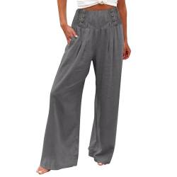 Stoffhose Damen Sommer,Taille Leinenhose Damen Palazzo Hose Festliches Outfit Damen Hose Damen Sommer Leicht Festival Must Haves Trekkinghose Damen Sommer Clean Girl Stuff 2000S Clothes(C Grau,3XL) von Generisch