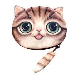 Süße Geldbörse Schwanz Frauen Geldbörse Mädchen Kleingeld Katze Druck Tasche Geldbörse 3D Plüsch Tasche Smart Key Holder Wallet, braun, Einheitsgröße von Generisch