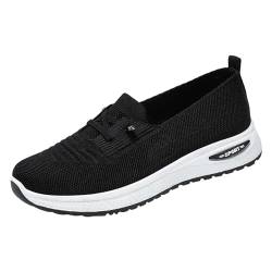 Turnschuhe Damen BarfußSchuhe Damen Ballerina Sommermode Damen Sneakers Gestreiftes Mesh-Gewebe Bequeme orthopädische Freizeitschuhe Sandaletten Mit Absatz Summer Shoes for Women (Black, 40) von Generisch