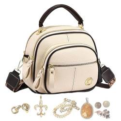 Umhängetasche aus Leder – 550 g multifunktionale einfache Ledertasche | Umhängetasche für Damen, Umhängetasche, tragbare Hobo-Handtaschen für Damen mit verstellbarem Schultergurt für V, weiß, von Generisch