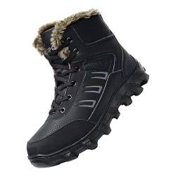 Wanderschuhe rutschfest Trekkingschuhe Stiefel Herren Schneestiefel High Top Schneestiefel modische lässige Turnschuhe atmungsaktive flache Winterstiefel Herren Winter Outdoor Boots (Black 41) von Generisch