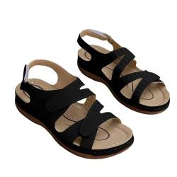 Wedges für Damen, elegante Sandalen, Sport-Sandalen mit Fußgewölbeunterstützung, bequeme Outdoor-Sandalen, verstellbarer Klettverschluss, Sommermode, Strandschuhe, flache Sandalen für Damen, elegant, von Generisch