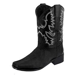 WesternStiefel Damen Schuhe Damen Sneaker Boots Rutschfeste Slip--Schuhe aus mit runder Zehenpartie und niedrigen Absätzen für Damen -Cowboystiefel Cowboy Hemd Festival Schuhe Stiefel (Black, 42) von Generisch