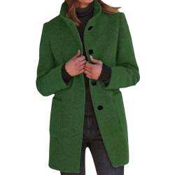 Winterjacke Damen Wolljacke Warm Wintermantel Trenchcoat Übergangsjacke Mantel Hemdjacke Basic Einreihig Wool Coat Wollmantel Jacke Meine Bestellungen Anzeigen(A06 Dark Green,5XL) von Generisch