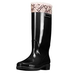 Winterstiefel Damen Gefüttert Gummistiefel Wasserdicht Langschaft Gummistiefel Rutschfest Regenstiefel Bequeme Warm Gummischuhe Herausnehmbares und waschbares Futter Regenstiefel Gr. 36-41 von Generisch