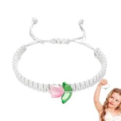 Genikeer Blumenarmband - Geflochtene Armbänder Mit Tulpenblume | Handgefertigtes Gewebtes Stoffarmband | Verstellbares Bohemian Armband Für Mädchen Und Frauen von Genikeer