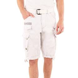 Geographical Norway Cargo Shorts Kurze Hose Bermuda mit Gürtel Short Hunter im Bundle mit UD Bandana (4XL, White) von Geographical Norway