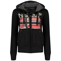 Geographical Norway Farlotte Lady - Hoodie Damen Sweatjacke Zip Kapuze Taschen - Pullover Damen Langarm Warm Jacke - Frauen Jahreszeit Frühling Sommer Herbst (Schwarz XL) von Geographical Norway