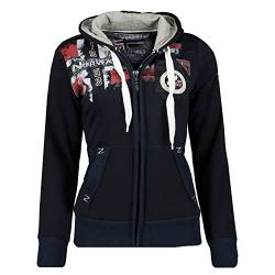 Geographical Norway Fespote Lady - Hoodie Damen Sweatjacke Zip Kapuze Taschen - Pullover Damen Langarm Warm Jacke - Frauen Jahreszeit Frühling Sommer Herbst (Marineblau L) von Geographical Norway