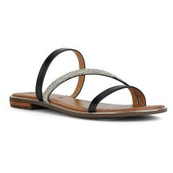 Geox D Sozy Plus A Flat Sandal, Black/Silver, 40 EU von Geox