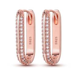 Geralin Gioielli Damen Ohrringe Rosegold - 925 Sterling Silber Ohrhänger - 24,6mm Creolen mit 3A Zirkonia - Hypoallergener Modeschmuck für Frauen von Geralin Gioielli