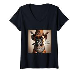 Damen Deutsch Boxer Shirt Boxie Mama Papa Doggie Boxer Bulldogge Hund T-Shirt mit V-Ausschnitt von German Boxer Gifts and Doggie Shirts