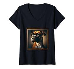 Damen Deutsch Boxer Shirt Boxie Mama Papa Doggie Boxer Bulldogge Hund T-Shirt mit V-Ausschnitt von German Boxer Gifts and Doggie Shirts