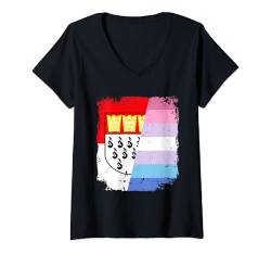 Damen Bi-Gender Köln Koeln Flagge Gay Pride LGBT Queer Vintage T-Shirt mit V-Ausschnitt von German Friendship Shop