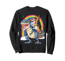 Deutscher Schäferhund Einhorn Dinosaurier T Rex T-Shirt Mädchen Regenbogen Sweatshirt von German Shepherd DU Clothing