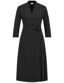 Gerry Weber Damen Elegantes Kleid mit Wickeloptik 3/4 Arm unifarben knieumspielend Schwarz 40 von Gerry Weber