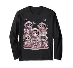 Astronaut Katze Kawaii Weltraum Katze Süße Galaxie Katze Langarmshirt von Geschenk für Katzenliebhaber Katze im Raumanzug