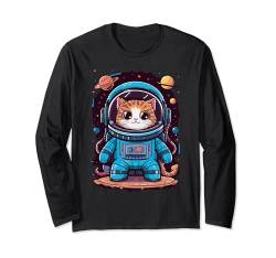 Astronaut Katze Kawaii Weltraum Katze Süße Galaxie Katze Langarmshirt von Geschenk für Katzenliebhaber Katze im Raumanzug