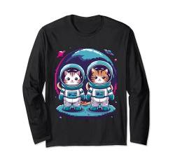 Astronaut Katze Kawaii Weltraum Katze Süße Galaxie Katze Langarmshirt von Geschenk für Katzenliebhaber Katze im Raumanzug