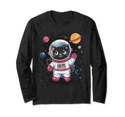 Astronaut Katze Kawaii Weltraum Katze Süße Galaxie Katze Langarmshirt von Geschenk für Katzenliebhaber Katze im Raumanzug