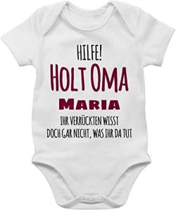 Baby Body Junge Mädchen - Großmutter - Hilfe Holt Oma - Geschenk zur Geburt Omi - 3/6 Monate - Weiß - babykleidung strampler babybody neugeborene von Geschenk mit Namen personalisiert by Shirtracer