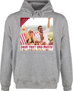 Hoodie Herren Pullover Männer - Bild - Eigenem Foto Geschenk - 3XL - Grau meliert - bedruckbar selbstgestaltete Personalized with Photo selber entwerfen Text gestalten Name schreiben eine Grafik von Geschenk mit Namen personalisiert by Shirtracer