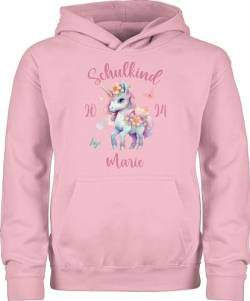 Kinder Hoodie Jungen Mädchen - Einschulung - Schulkind 2024 Einhorn Unicorn - 116 (5/6 Jahre) - Hellrosa - sprüche zum Schulanfang Personalised schulkinder schuleintritt Geschenke erstklassig von Geschenk mit Namen personalisiert by Shirtracer