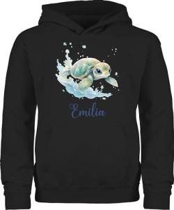 Kinder Hoodie Jungen Mädchen - Zootiere - Schildkröte Panzertier - 152 (12/13 Jahre) - Schwarz - und schildkröten Pulli schildkrötenliebhaber personalierten für eine Name Turtle Pullover von Geschenk mit Namen personalisiert by Shirtracer