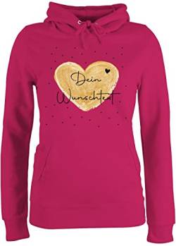 Pullover Damen Hoodie Frauen - Aufdruck selbst gestalten - Dein Wunschtext - S - Fuchsia - selber machen herz bedrucken lassen herzen zum selbstgestalten mensch schriftzug herzensmensch namens von Geschenk mit Namen personalisiert by Shirtracer