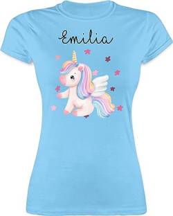 Shirt Damen - Süßes Einhorn Sweet Unicorn - S - Hellblau - t Name t-shirts Erwachsene personalisierte t-shirt von Geschenk mit Namen personalisiert by Shirtracer