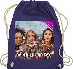 Turnbeutel Rucksack - Foto eigenem Bild - Fotogeschenk - Unisize - Lila - selbst aufdruck günstig beschriften lassen drauf drucken text personalised gifts eigenen bilder bedrucken zum designen von Geschenk mit Namen personalisiert by Shirtracer